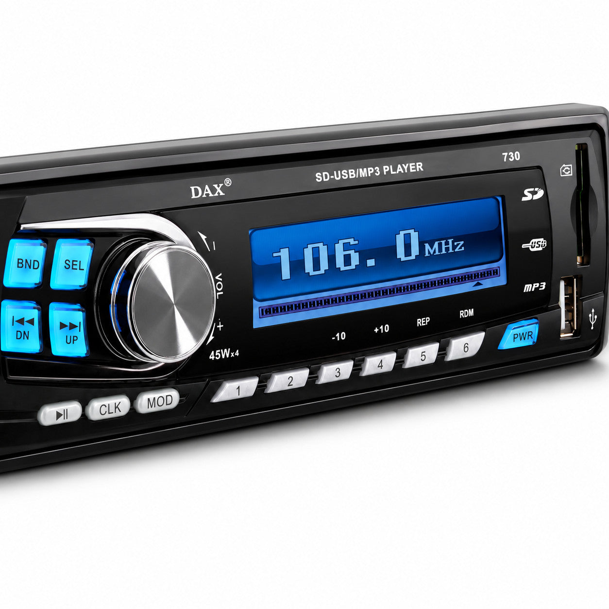 STEREO AUTORADIO AUTO CAMPER RADIO FM MP3 PORTA USB SLOT SD LCD DAX 730 MP