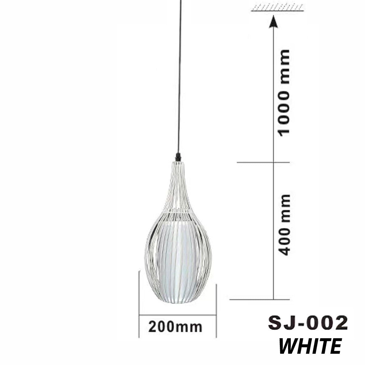 LUSTRE CAGE EN MÉTAL INDUSTRIEL RÉTRO E27 SUSPENSION VINTAGE BLANC SJ002