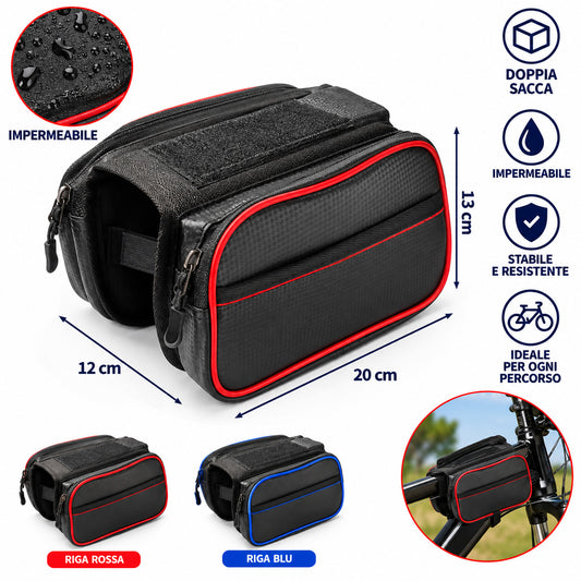BORSA BORSELLO DOPPIA SACCA PORTA OGGETTI BICI BICICLETTA IMPERMEABILE 94311