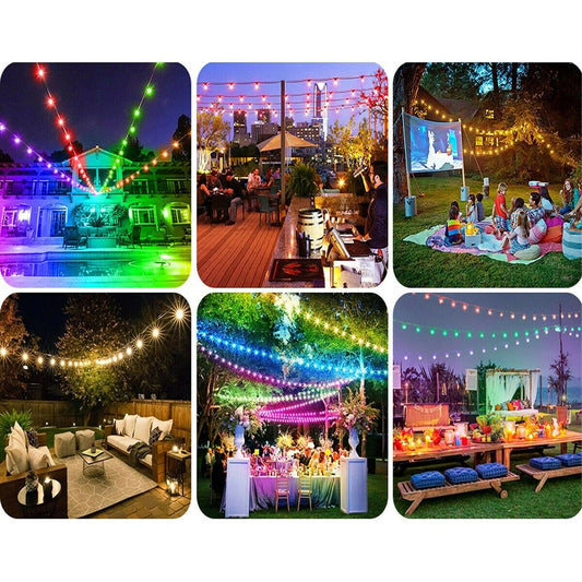 CATENA LUMINOSA SMART LED RGB LAMPADINE ESTERNE DECORATIVE MULTICOLOR IP65 F11C