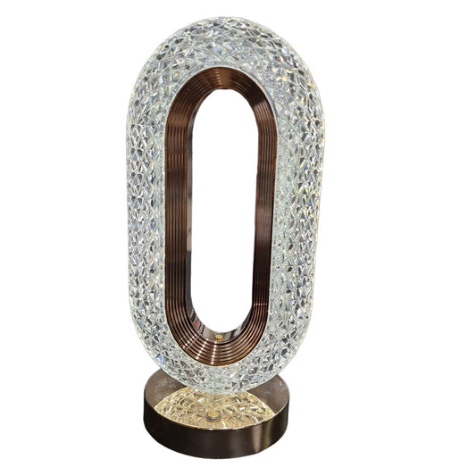 LAMPE DE TABLE LED RECHARGEABLE OVALE EFFET CRISTAL AMBIANCE DIAMANT TACTILE 18