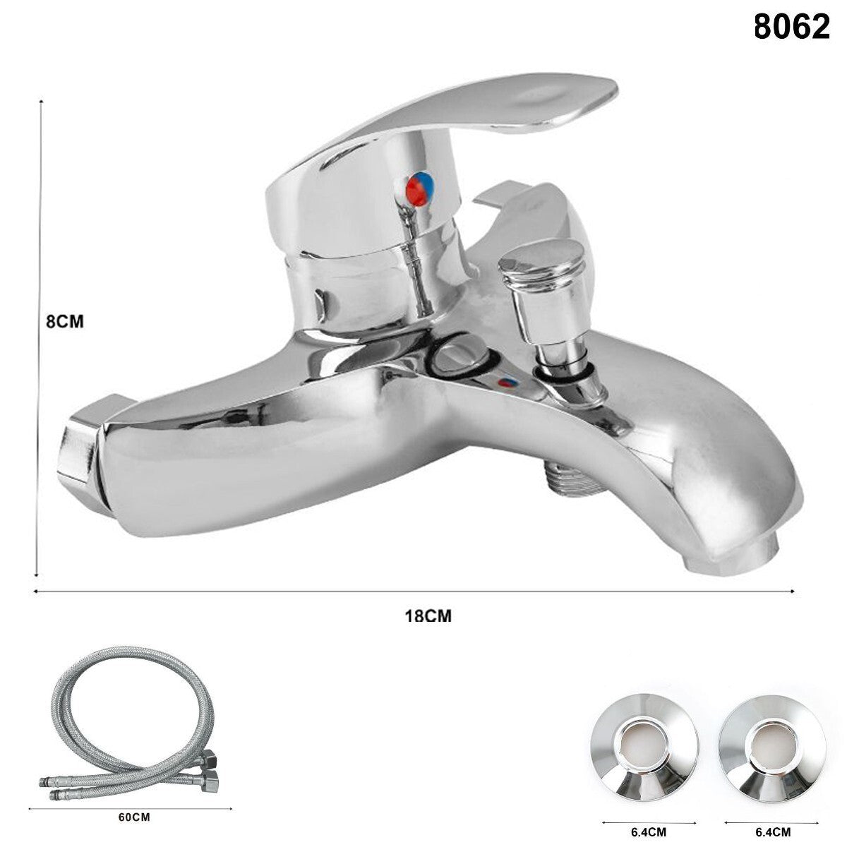 ROBINET MITIGEUR CHROMÉ MAISON SALLE DE BAIN BAIGNOIRE COMPLET AVEC KIT DE MONTAGE JH-8062