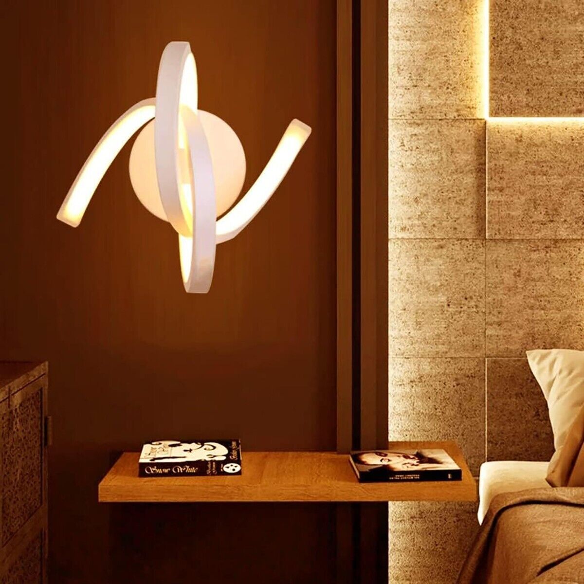 APPLIQUE LAMPADA INTERNO MODERNA PARETE MURO SPIRALE 15W LUCE CALDA ST-005