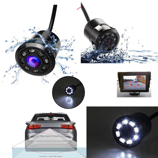 TELECAMERA 170° RETROCAMERA RETROMARCIA 8 LED A MOLLA MINI A COLORI AUTO SUV