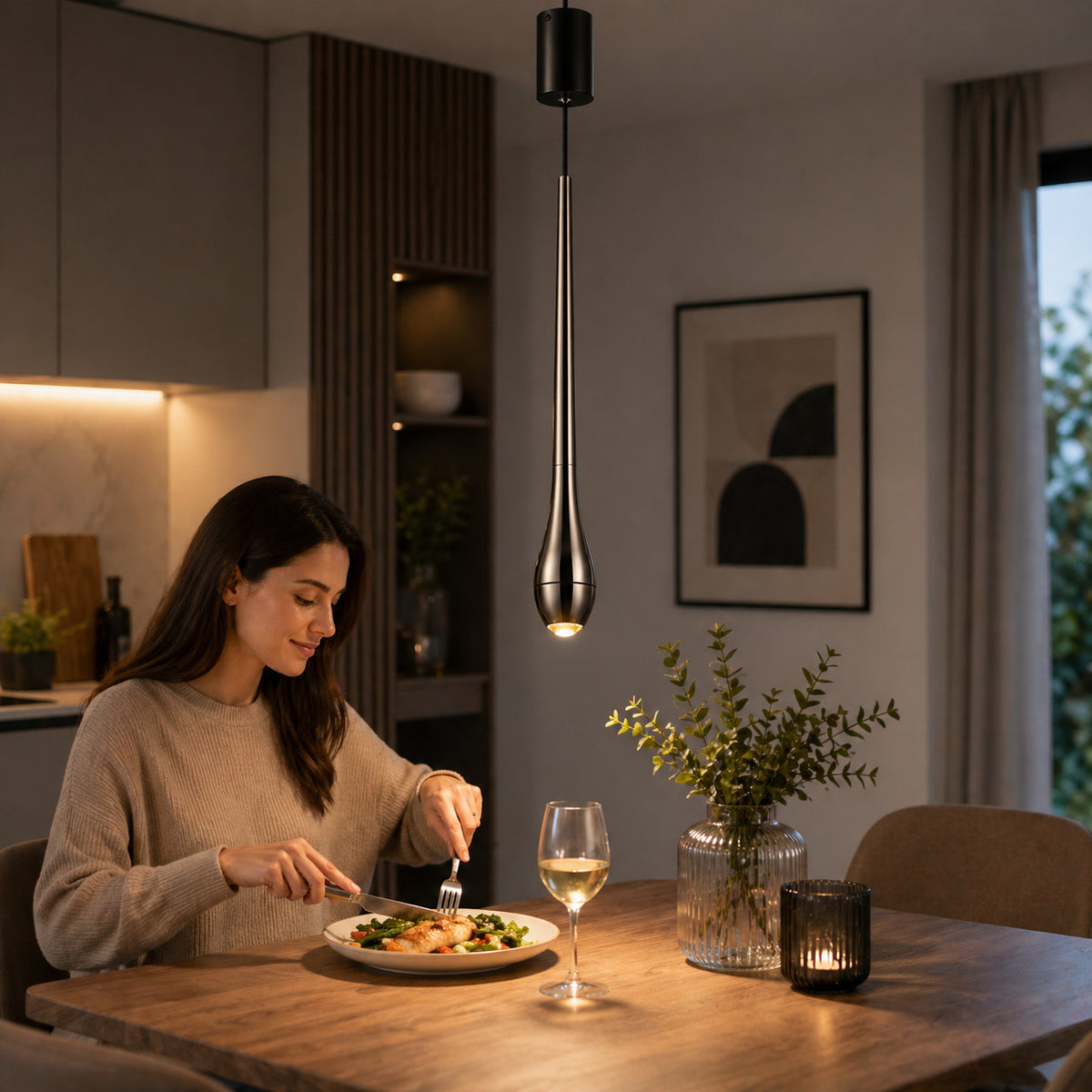 LAMPADARIO LED A SOSPENSIONE MODERNO SLIM NERO 6W DIMMERABILE CCT LP028