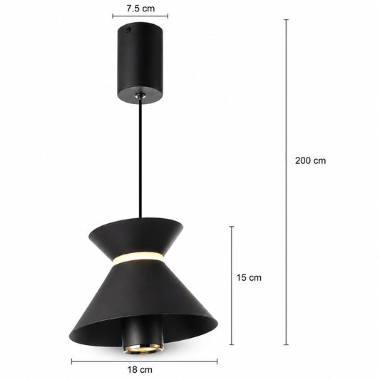 LAMPADARIO LED A SOSPENSIONE MODERNO NERO 10W DIMMERABILE CCT REGOLABILE LP018