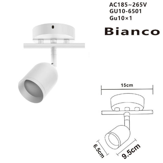 APPLIQUE FARETTO 6.5*9.5CM SOFFITTO PLAFFONIERA ORIENTABILI GU10 LED BIANCO 6501