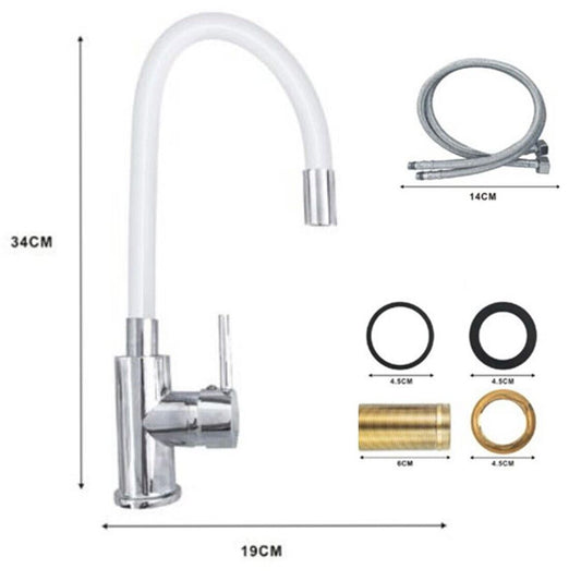 MISCELATORE CANNA ALTA FLESSIBILE RUBINETTO MONOCOMANDO CUCINA BIANCO 1987-2