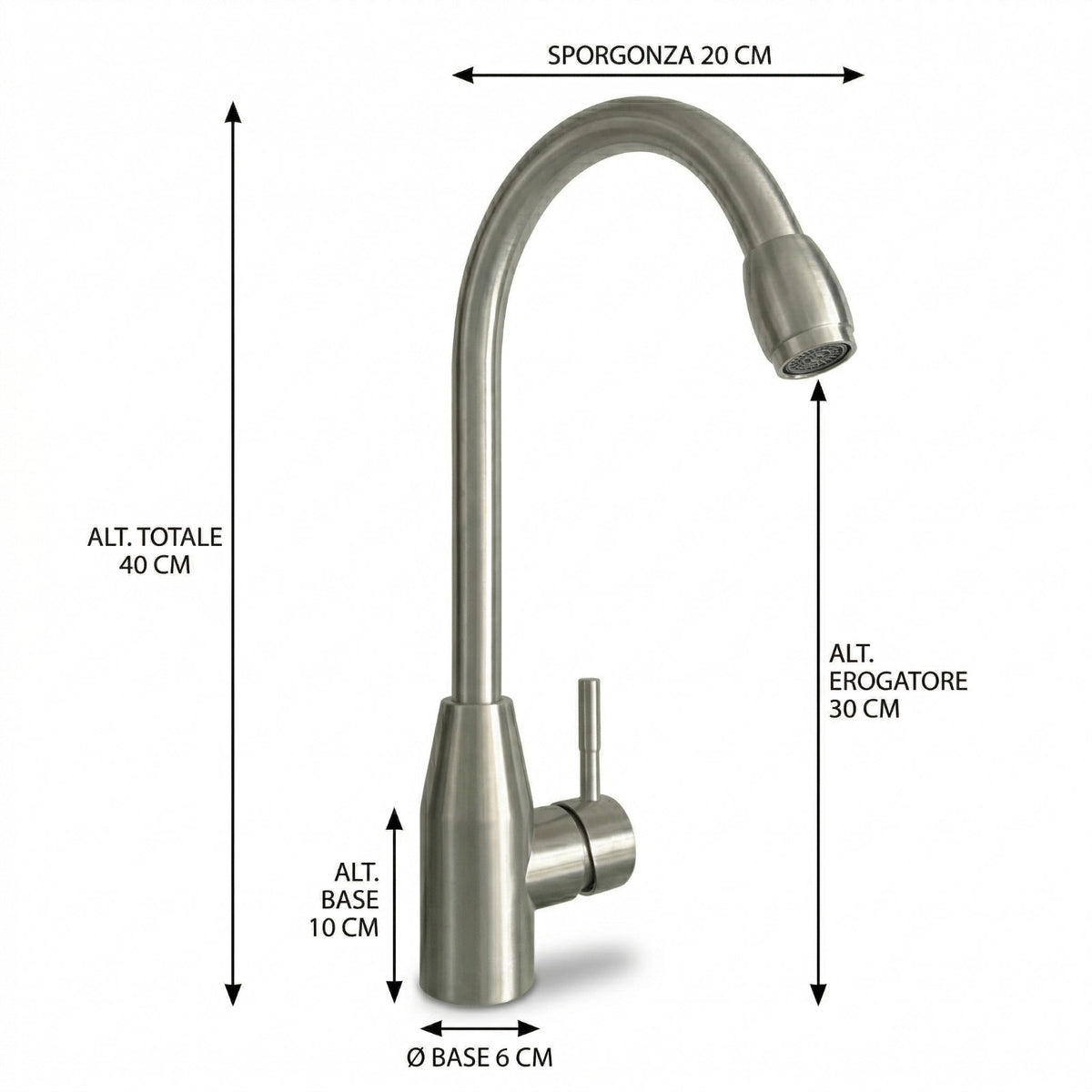ROBINET MITIGEUR DE CUISINE MONOCOMMANDE CHROMÉ COL DE CYGNE PIVOTANT EAU 8066