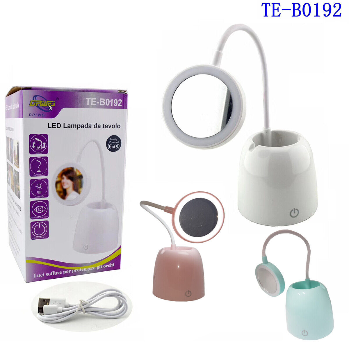 LAMPADA DA TAVOLO SCRIVANIA LED USB TOUCH FREDDA PORTA PENNELLI PENNE TRUCCO