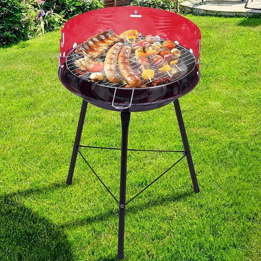 BARBECUE ROND AU CHARBON 33CM AVEC GRILLE RÉGLABLE TROIS POSITIONS BBQ