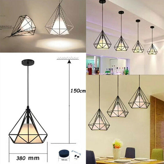 LUSTRE CAGE EN MÉTAL INDUSTRIEL RÉTRO E27 SUSPENSION VINTAGE NOIR SJ098