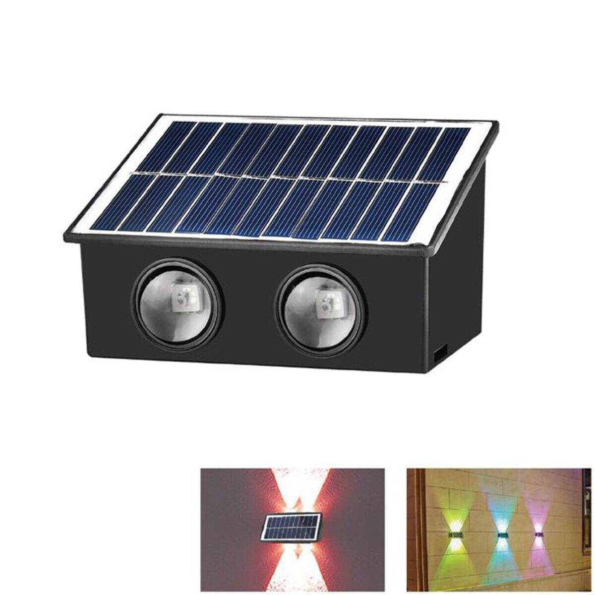 APPLIQUE LAMPADA 4 LED MURO PARETE SOLARE IP65 RGB GIARDINO TE-B0573*