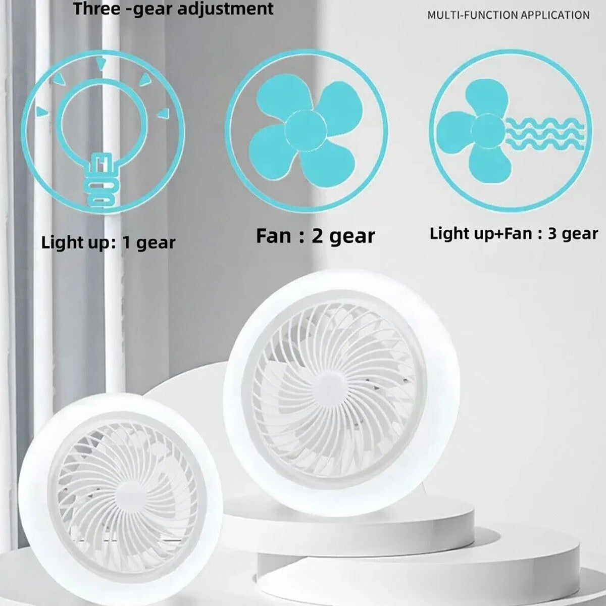 VENTILATORE PLAFONIERA LED DA SOFFITTO E27 REGOLABILE TELECOMANDO 30W AS-01579