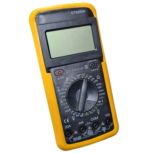 MULTIMETRO DIGITALE TESTER VOLT AMPERE CON CAVI PUNTALI GUSCIO DISPLAY DT 9205A
