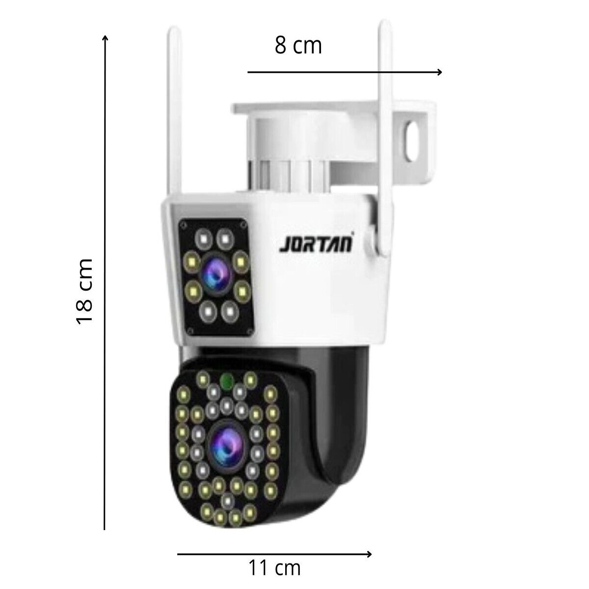 TELECAMERA VIDEOSORVEGLIANZA WIFI DOPPIA LENTE LED 3.6MM 2 ANTENNE JT-8293QJ