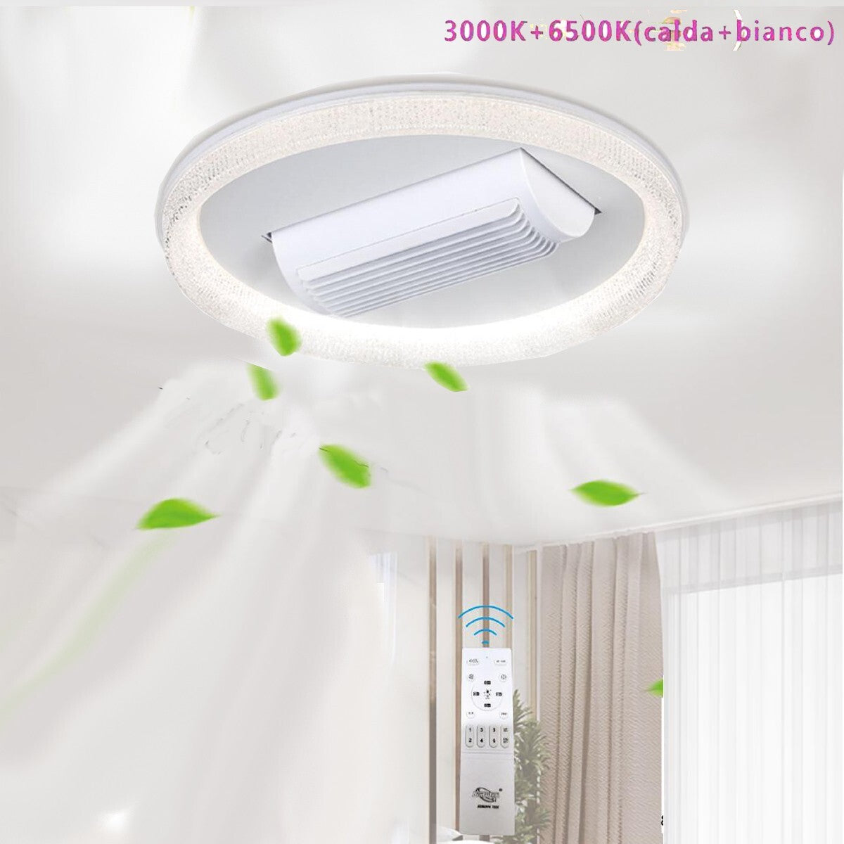 PLAFONNIER LED AVEC VENTILATEUR 30W 500MM SANS PALES LUMIÈRE CHAUDE FROIDE ET-31527
