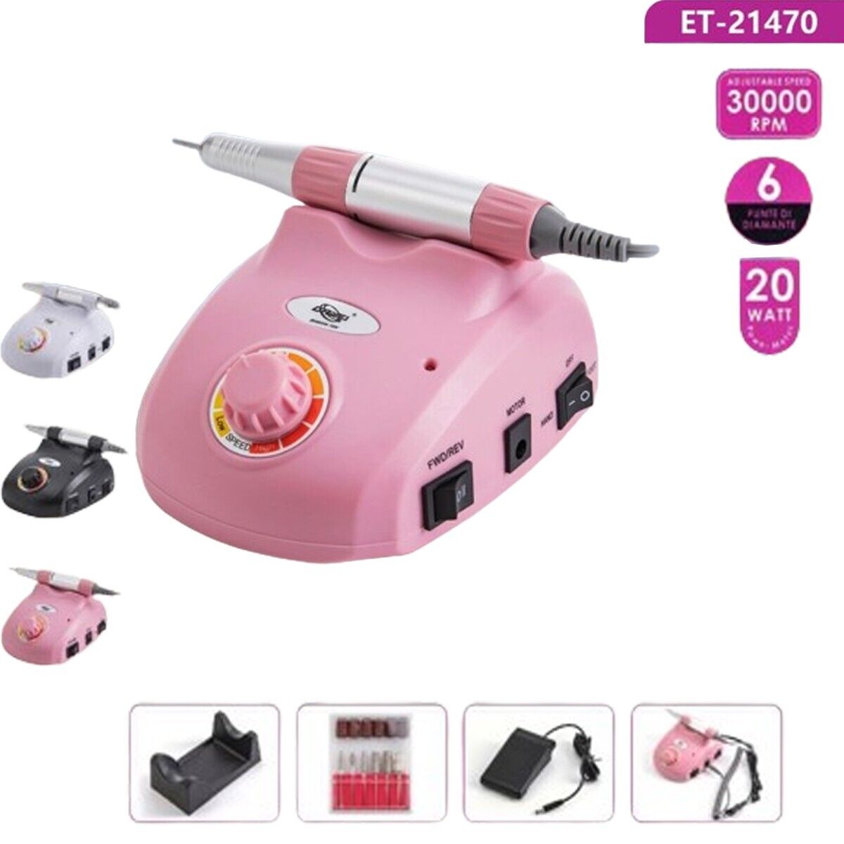 FRESA RICOSTRUZIONE NAIL ART 30000 GIRI MANI E PIEDI 20W MANICURE 214770