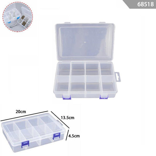 SCATOLA PLASTICA CONTENITORE GIOIELLI PERLINE UTENSILI VITI VARI SCOMPARTI 68518