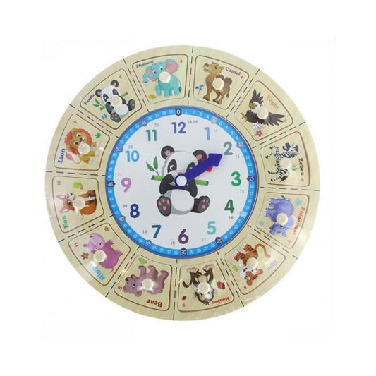 OROLOGIO EDUCATIVO LEGNO BAMBINI ANIMALI PUZZLE GIOCO METODO MONTESSORI 53768