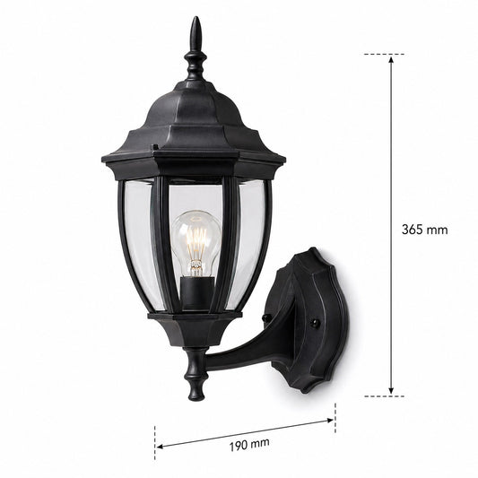 APPLIQUE DA ESTERNO LANTERNA NERA PARETE E27 MAX 60W CLASSICA GIARDINO IP44 A2-S