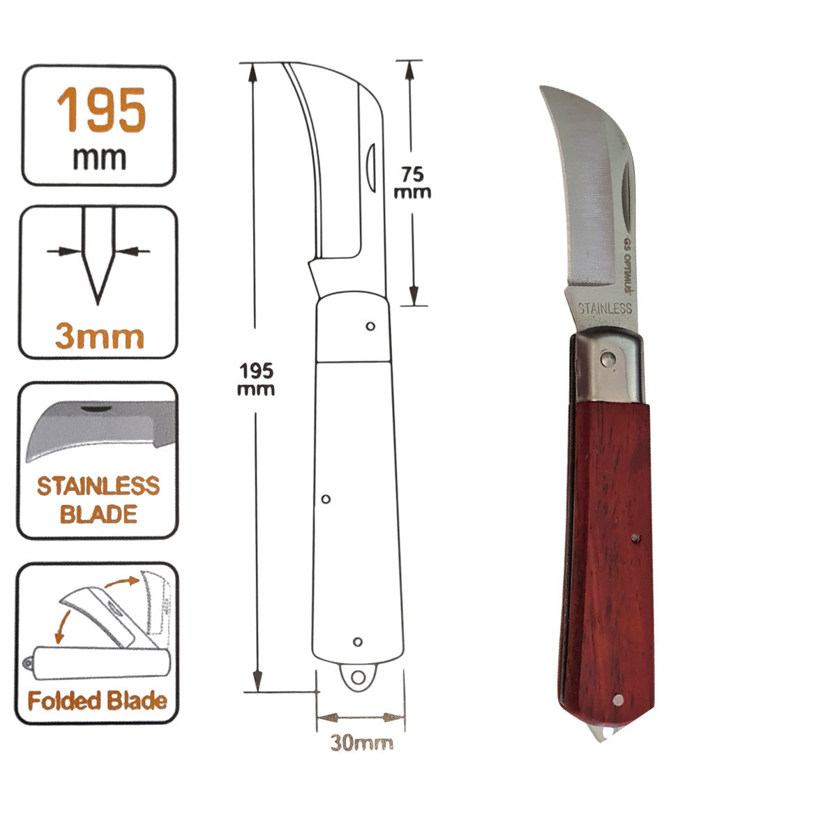 COUTEAU À GREFFER PLIANT DE JARDIN COUTEAU D'ÉLAGAGE LAME EN ACIER