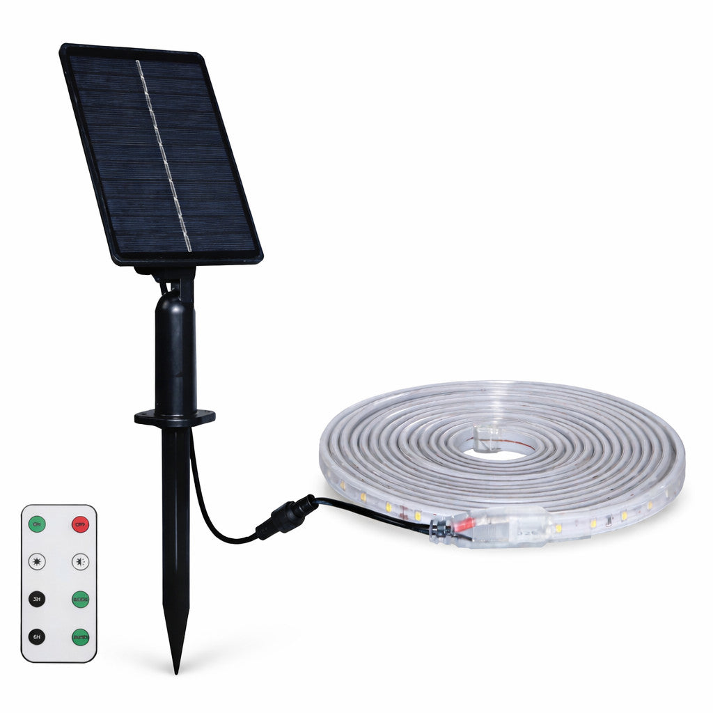 STRISCIA LED SOLARE 5 METRI TELECOMANDO BIANCO FREDDO 6500K PER ESTERNO ET-31608
