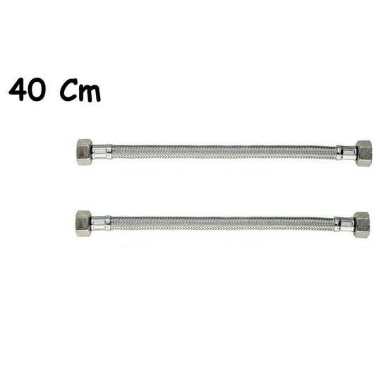 COPPIA TUBO FLESSIBILE 40CM TUBI ACQUA CALDA E FREDDA CALDAIA 1/2X1/2 DGO-171