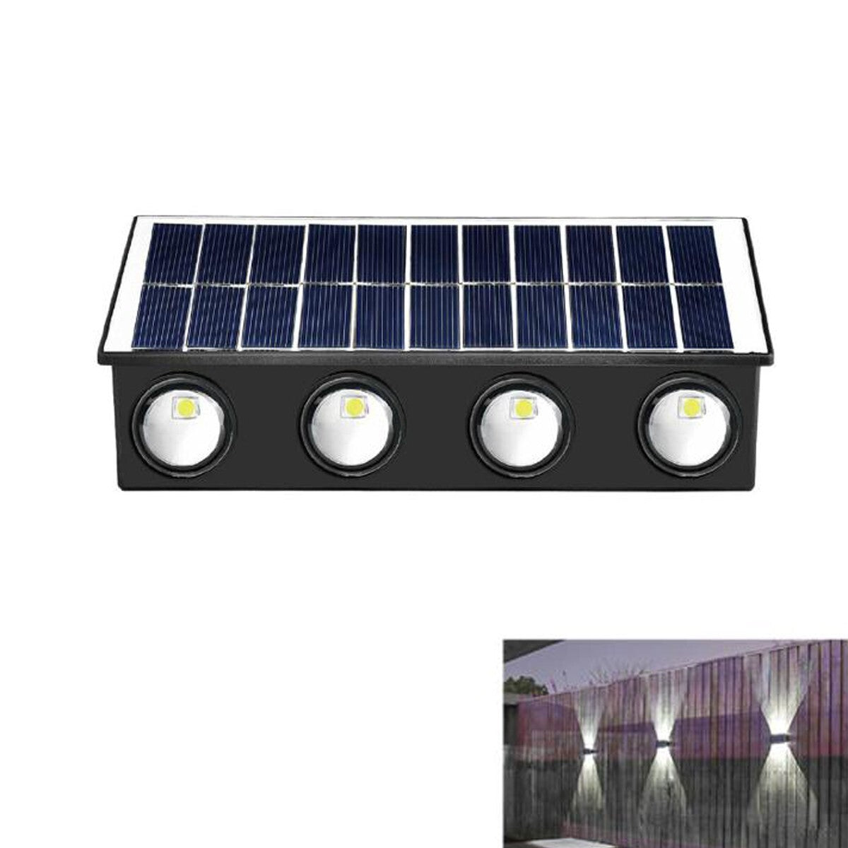 APPLIQUE LAMPE 8 LED MUR MURAL SOLAIRE IP65 BLANC FROID JARDIN TE-B0577*