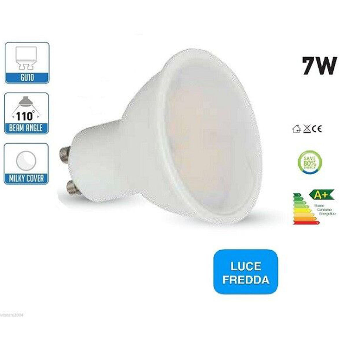 LAMPE AMPOULE LED SPOT ENCASTRABLE GU10 7W 6000K LUMIÈRE BLANCHE FROIDE