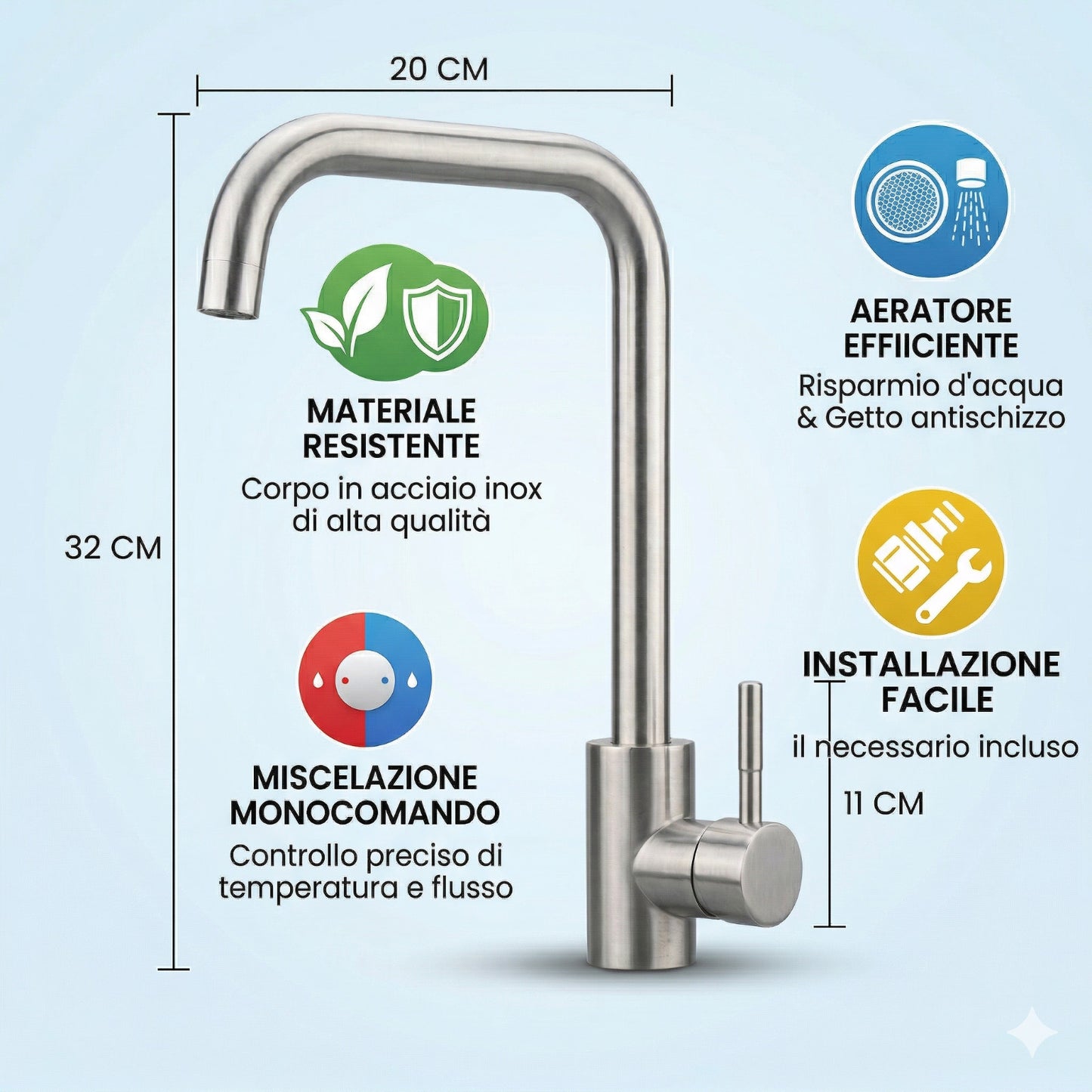 RUBINETTO MISCELATORE PER BAGNO LAVABO LAVANDINO CROMATO MONOCOMANDO CASA S9004
