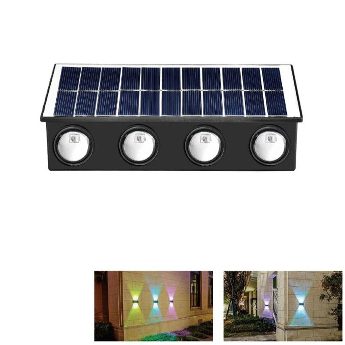 APPLIQUE MURALE 8 LED SOLAIRE IP65 RGB JARDIN TE-B0579*
