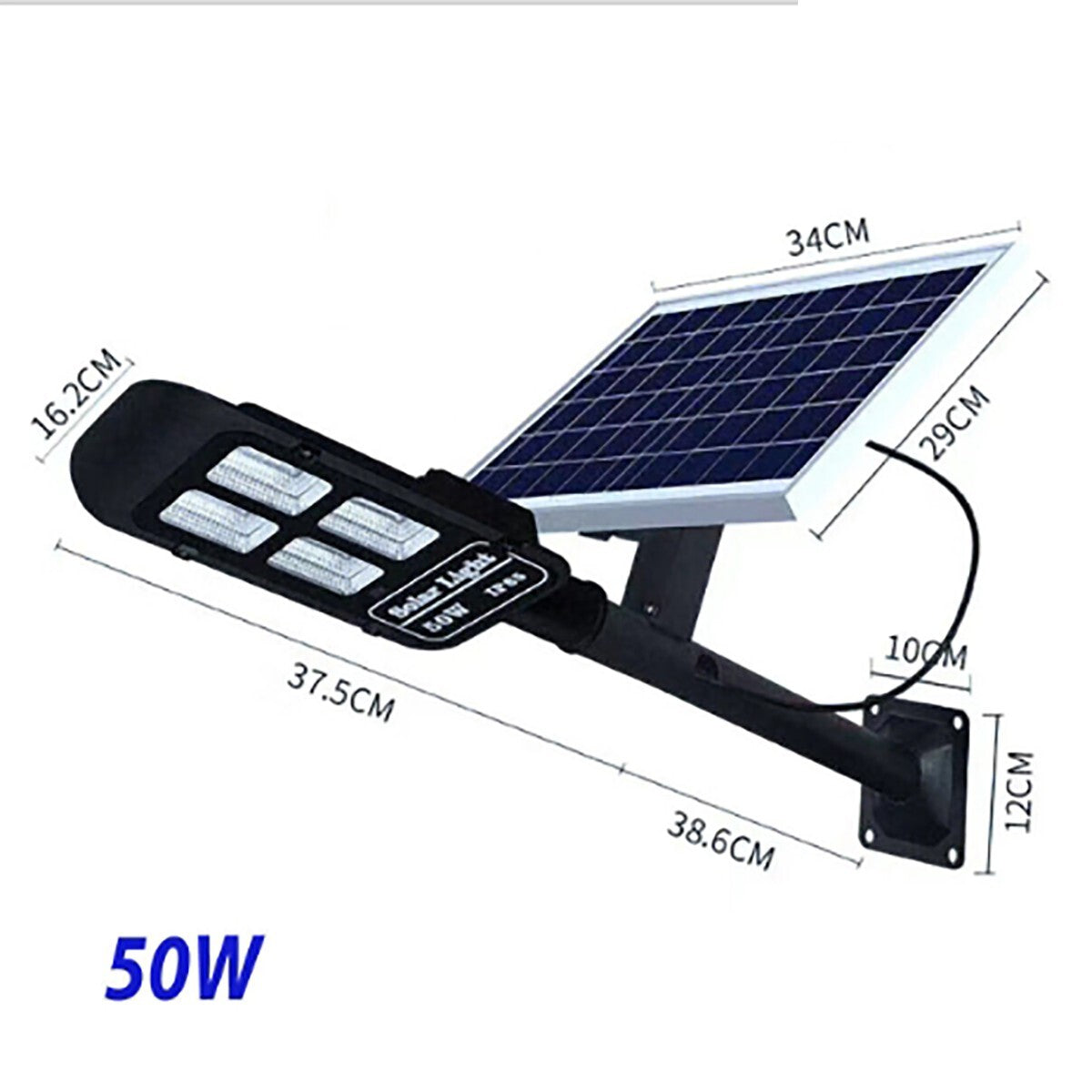 LAMPIONE STRADALE LED 50W PANNELLO SOLARE LUCE ESTERNO IP65 TELECOMANDO PALO
