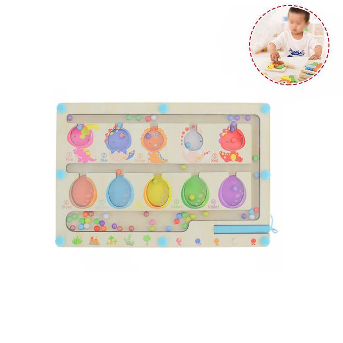 GIOCO EDUCATIVO IN LEGNO PALLONCINI COLORATI LABIRINTO CON PENNA MAGNETICA 07336
