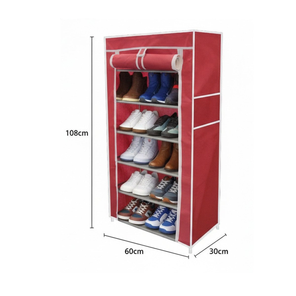 SCARPIERA TESSUTO 6 RIPIANI PORTASCARPE SALVASPAZIO 108X60X30 CM 69074