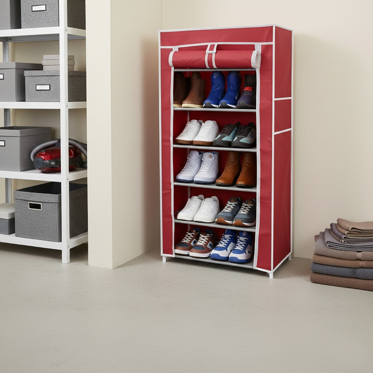 SCARPIERA TESSUTO 7 RIPIANI PORTASCARPE SALVASPAZIO 125X60X30 CM 69075