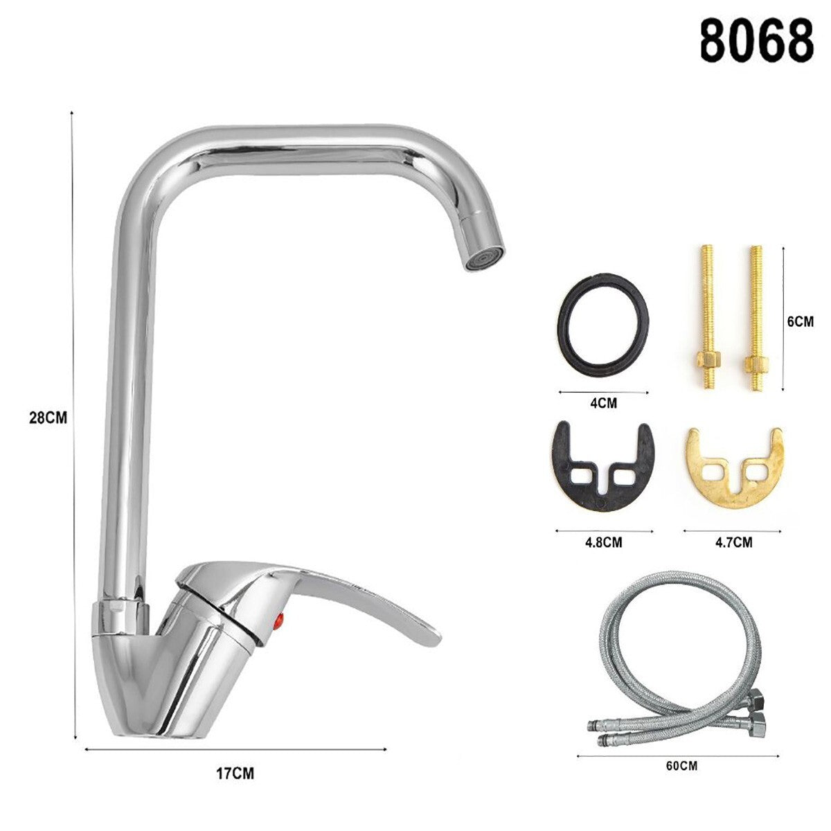 RUBINETTO LAVELLO CUCINA CANNA ALTA ANTICO MISCELATORE LAVANDINO CROMATO 8068