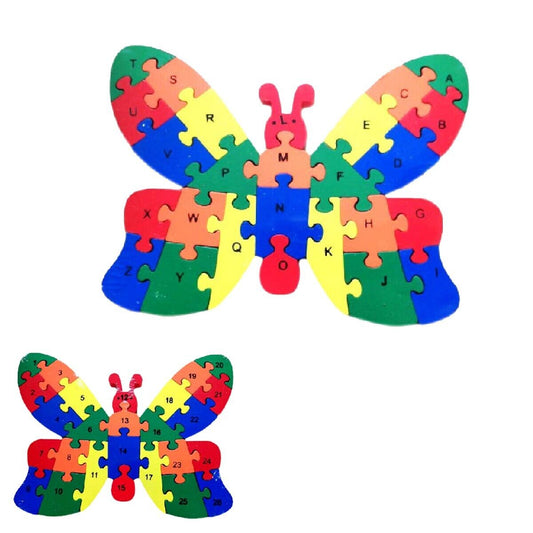 PUZZLE 3D IN LEGNO GIOCO EDUCATIVO NUMERI LETTERE BAMBINI FORMA FARFALLA 52267