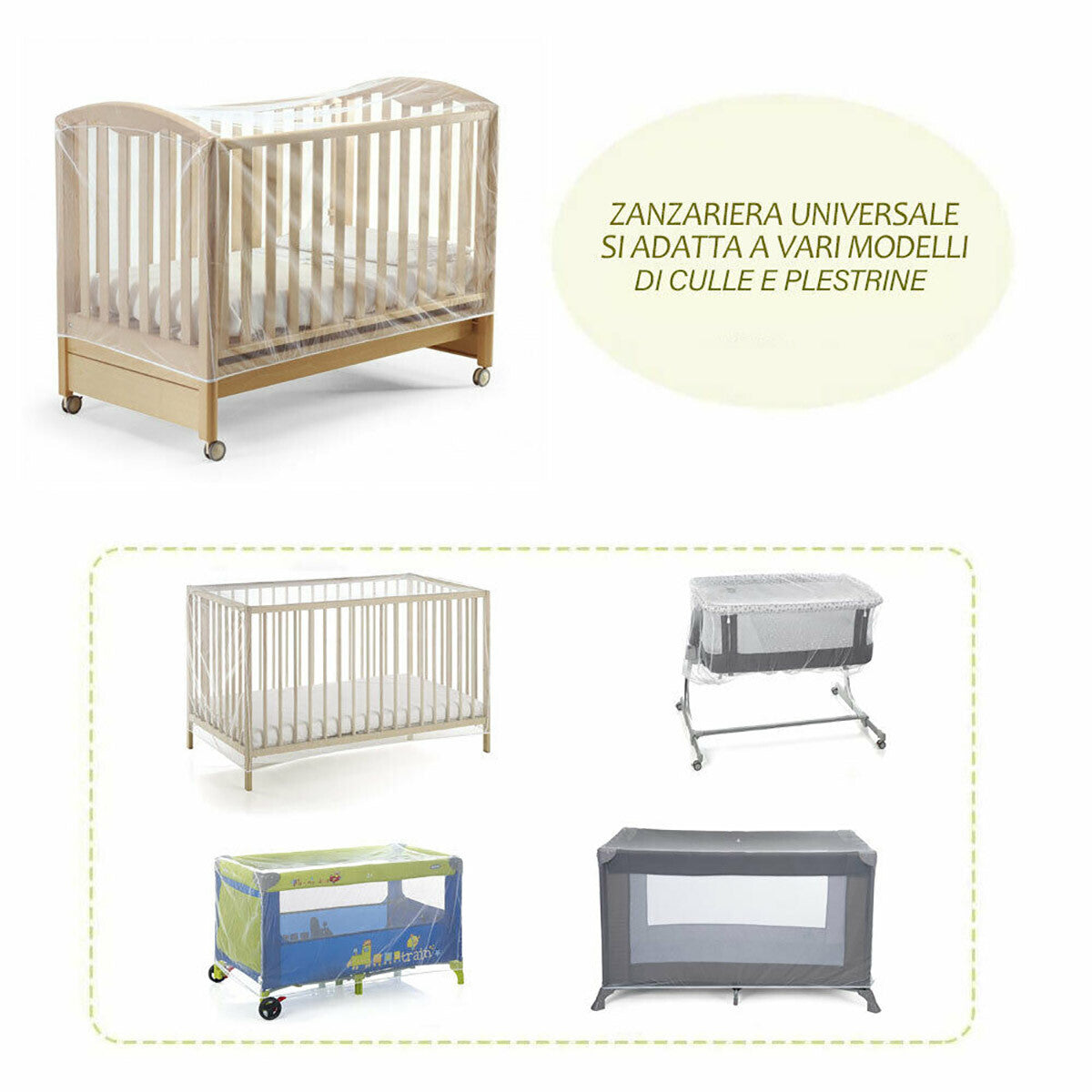 ZANZARIERA UNIVERSALE CULLA PALESTRINA LETTINO TRASPIRANTE BOX ELASTICO ZANZARE