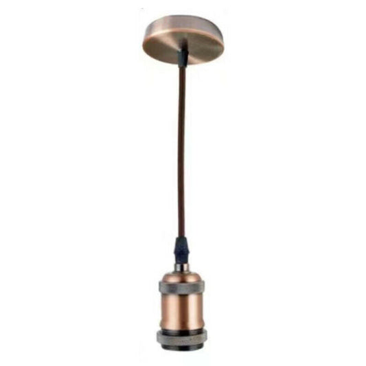 PORTALAMPADA LAMPADARIO SOSPENSIONE SOFFITTO PENDENTE VINTAGE 2MT BRONZO ROSSO