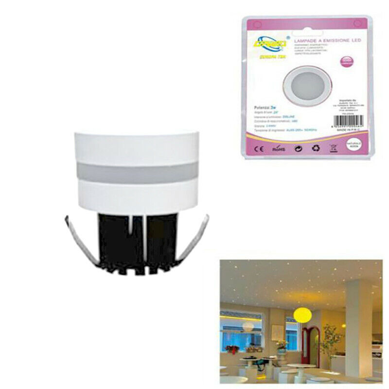 MINI FARETTO LED 3W SOFFITTO TONDO INCASSO MOLLA 4CM LED BIANCO NATURALE 4000K