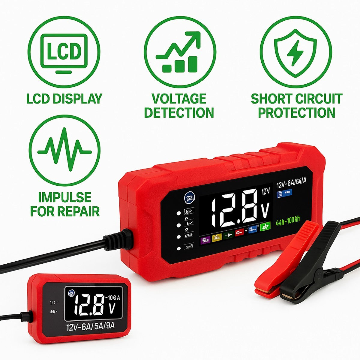 CHARGEUR INTELLIGENT 12V 6A 5A 3A LCD VOITURE MOTO RÉPARE BATTERIES