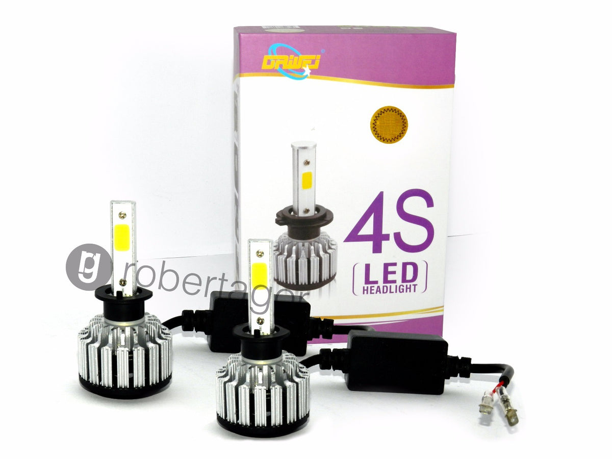COPPIA LAMPADE FARI RICAMBIO 4S AUTO LED H1 28W ALTA LUMINOSITA' BIANCO FREDDO