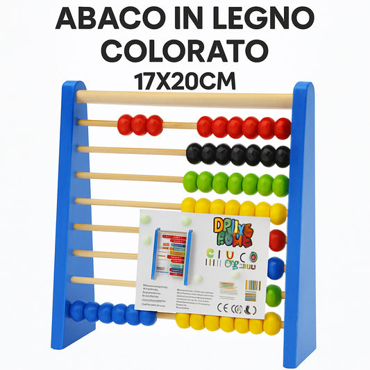 JEU ÉDUCATIF ABAQUE EN BOIS COLORÉ ENFANTS APPRENTISSAGE 17X20CM 53566