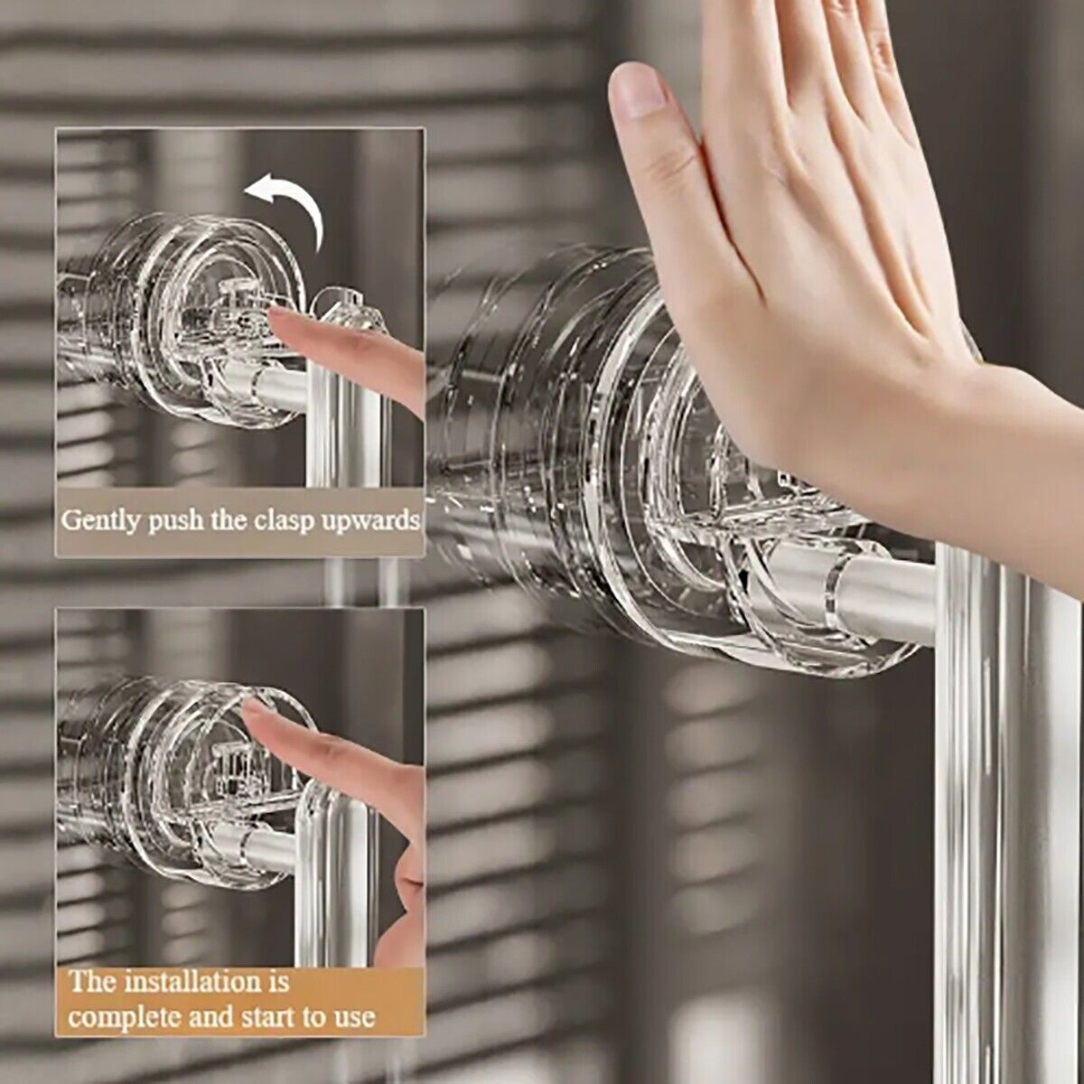 MANIGLIA VETRO DOCCIA BAGNO DOPPIA VENTOSA PIASTRELLE SICUREZZA DISABILI ANZIANI