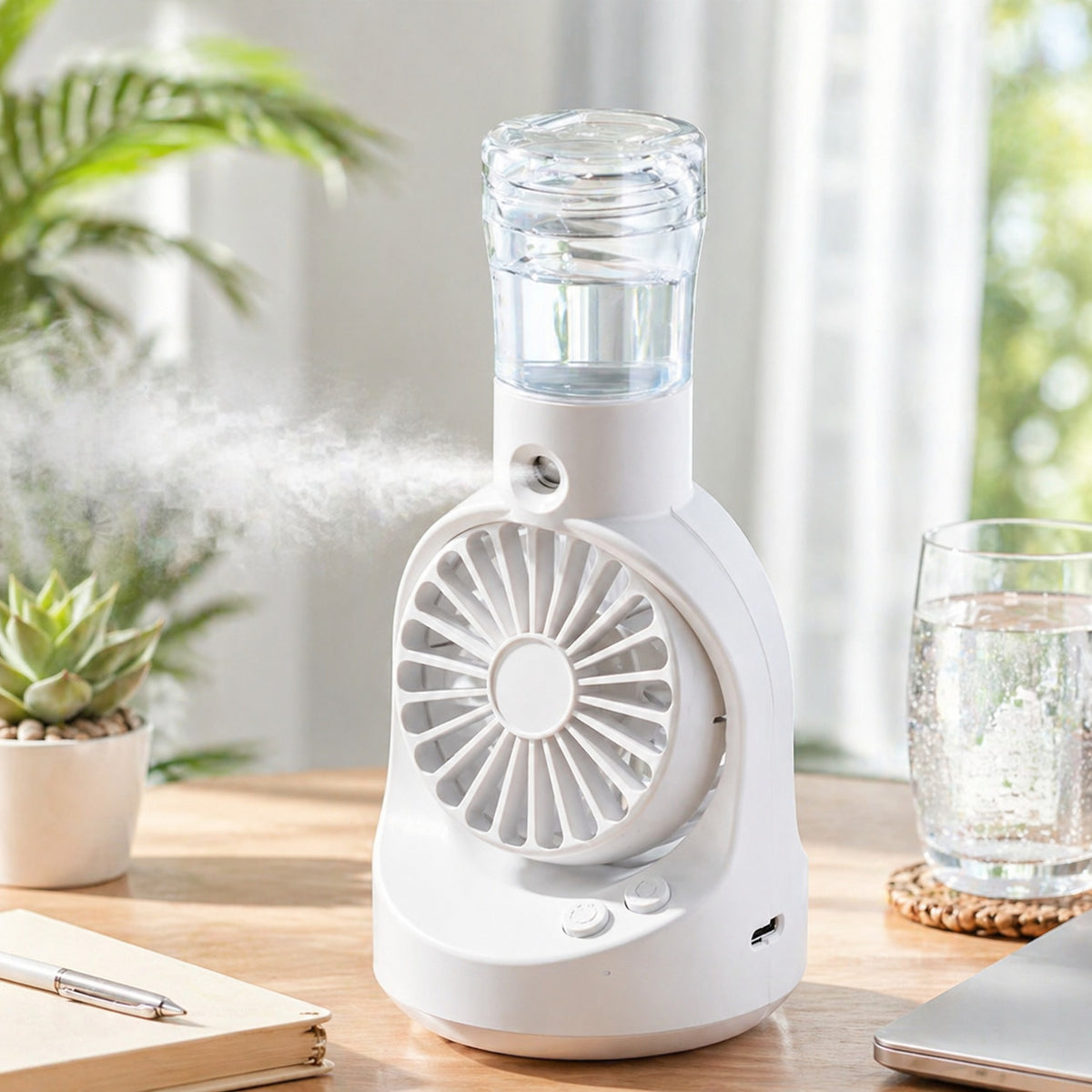 VENTILATEUR PORTATIF AVEC SPRAY RECHARGEABLE USB MINI VENTILATEUR HUMIDIFICATEUR AS-07116
