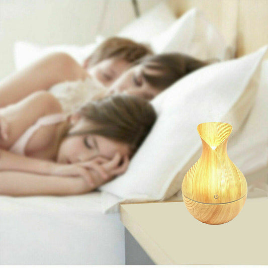 MINI DIFFUSORE AROMI EFFETTO LEGNO AROMATERAPIA UMIDIFICATORE USB CASA LED 130ML