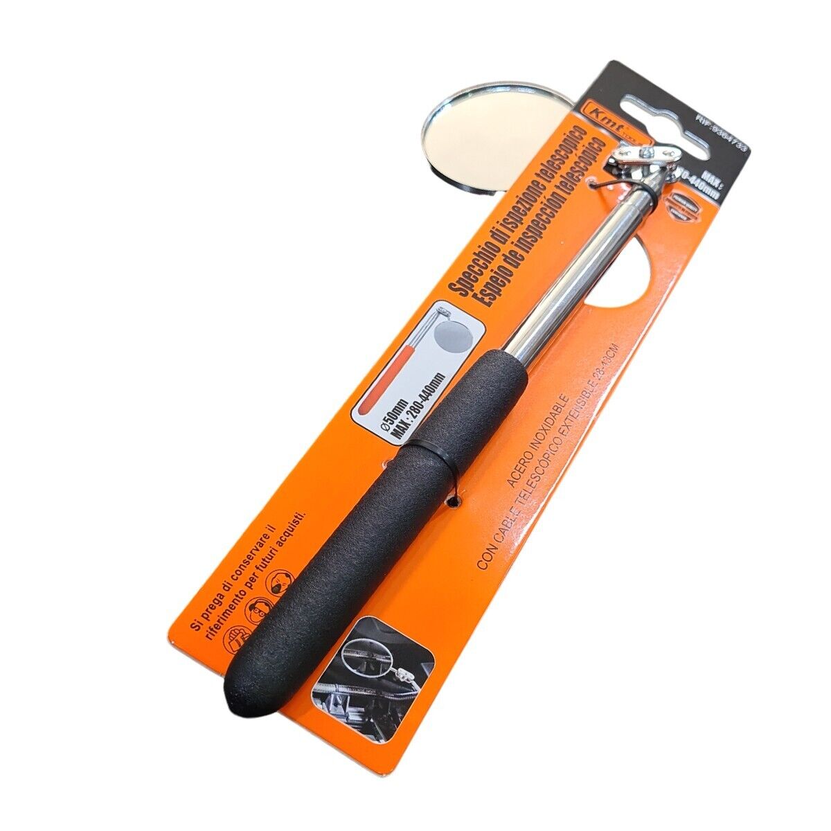 SPECCHIETTO ISPEZIONE TELESCOPICO ALLUNGABILE ORIENTABILE OFFICINA DA 28-44 CM