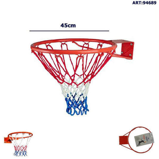 PANIER DE BASKET MURAL BALE DIAMÈTRE 45 CM EN MÉTAL AVEC FILET 94689
