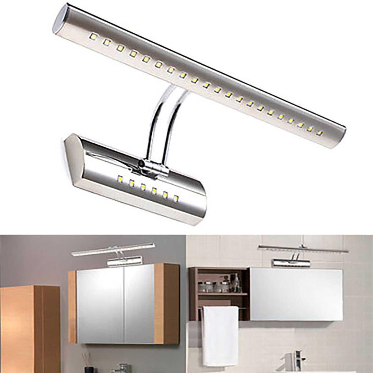 APPLIQUE LAMPE MURALE MIROIR SALLE DE BAINS 27 LED 5050 LUMIÈRE NATURELLE CHROMÉ